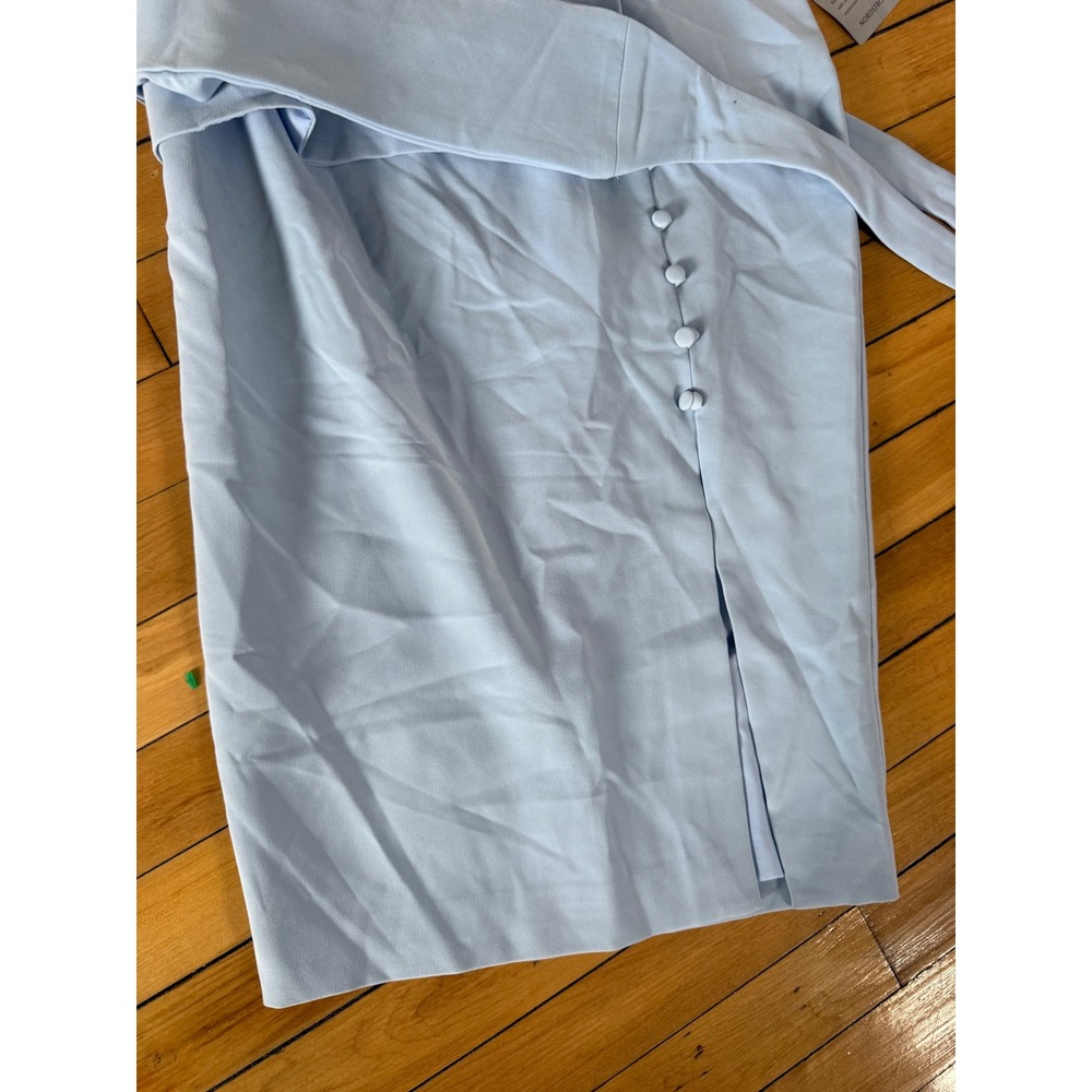 NWT Lavish Alice Baby Blue One Shoulder Midi Dress with Waist Tie - Picture 4 of 14